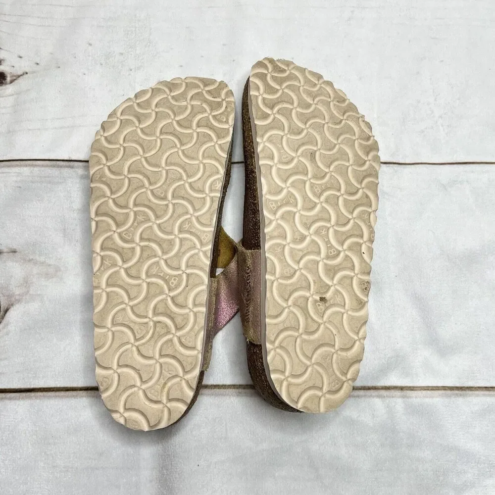 Birkenstock Gizeh Sandals Metallic Pink Color Slip On Thing Sandals Sz 7 - Picture 14 of 14
